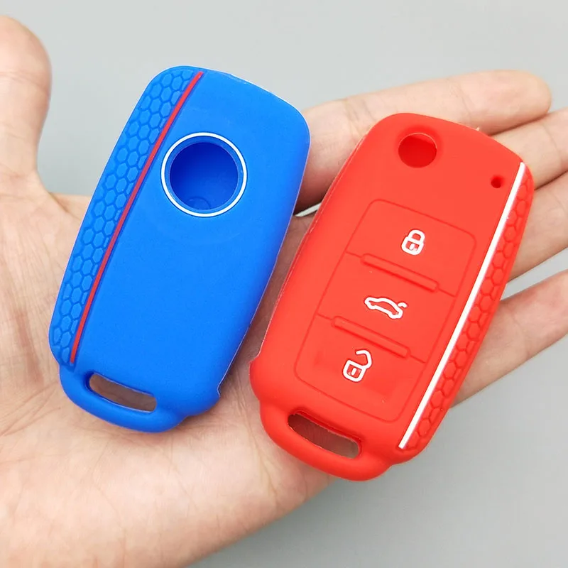 For Volkswagen Bora POLO GOLF Passat Car Key New Silicone Cover Case Shell 3 Button Remote Key protector Car Key Styling