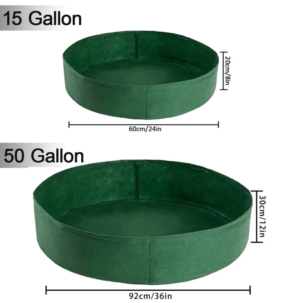 Тканевая приподнятая садовая кровать, 50 галлонов, круглый контейнер для посадки, сумки для выращивания, дышащая фетровая ткань, горшок для растений, горшок для питомника