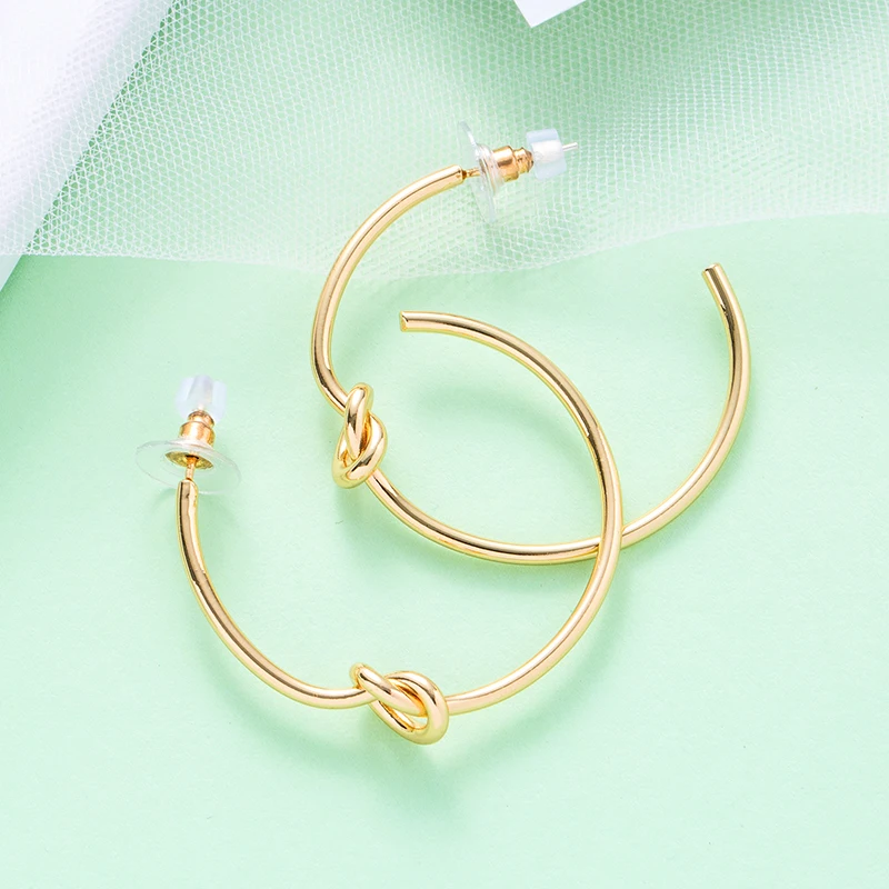 

Women's Earrings Gold Finishing Hoop Earrings Metal Knot Korean Romantic Earrings Fashion Jewelry Party Gifts
