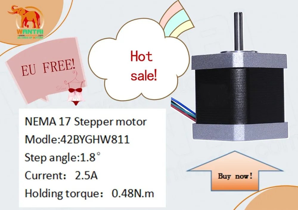 Wantai 1 шт. Nema23 шаговый двигатель 57BYGH633 3.0A 18.9kg.cm/мм 270oz-in 78 мм CE & ROHS & ISO ЧПУ маршрутизатор принтер 3D