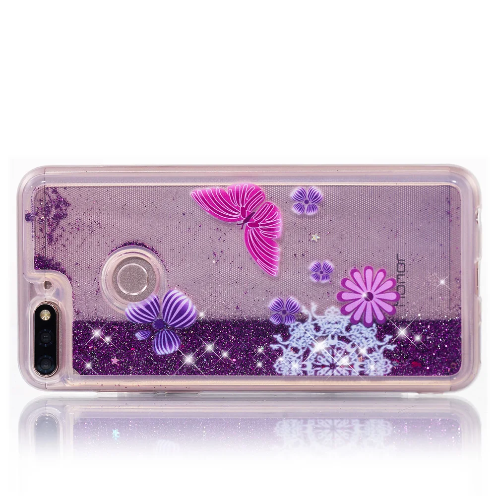 Для Huawei Honor 7C Pro Y7 Prime 2018 Bling Cute Cover LND L29 LDN TL10 Блестящий Жидкий чехол 1x L21|Бамперы| |
