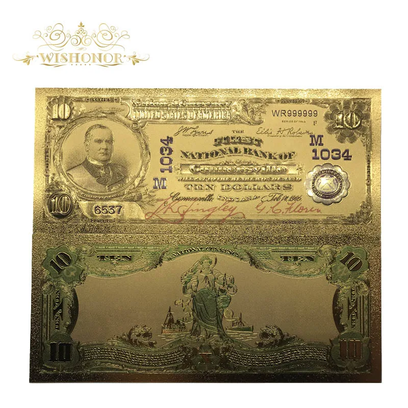 Подарочные сувениры, 10 шт./партия, США, Золотая банкнота из фольги, 1 миллион долларов, 24 к, позолоченная копия банкнот в цветах для коллекции - Цвет: Коричневый