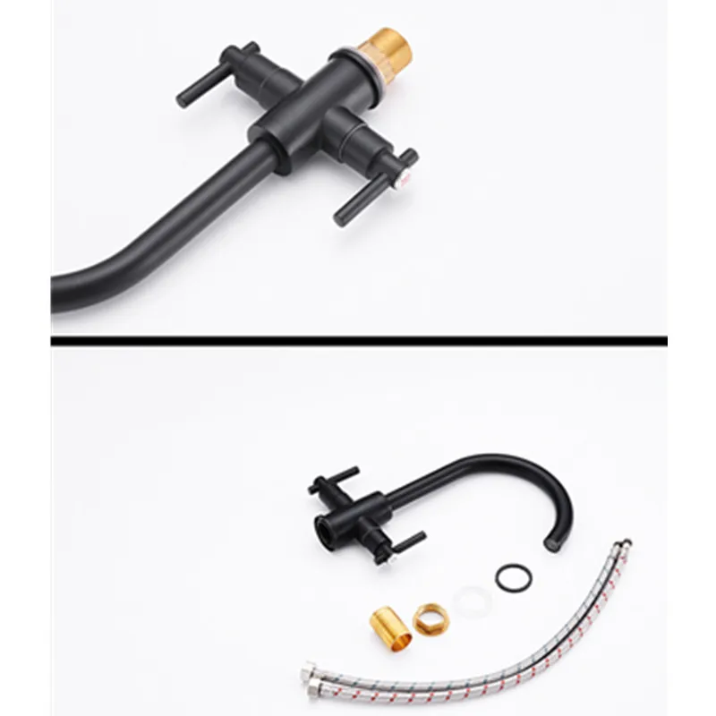 Homedec dual handle brass kitchen faucet surface black paint kitchen faucet dual sink faucet rotation kitchen water mixer tap