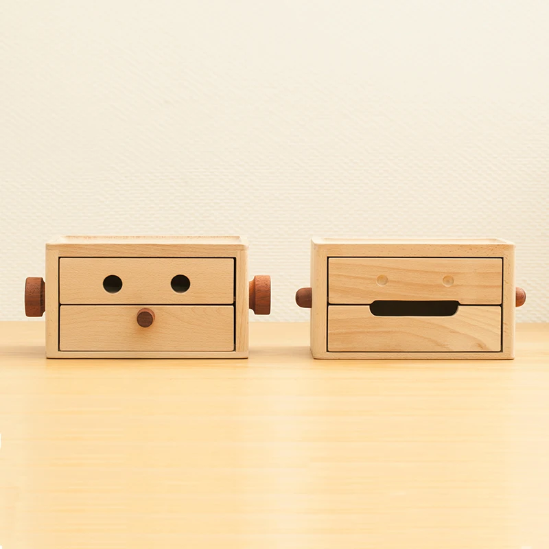 Squisito Breve Smiley face contenitore di legno camera da letto Comodino copricapo Gioielli scatola di legno Con funzione di banca piggy