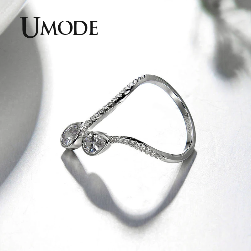 Женские обручальные кольца UMODE в форме капли воды с регулируемым кубическим