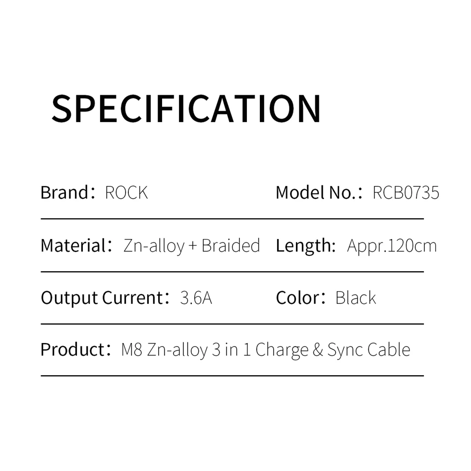 ROCK 3в1 USB кабель для iPhone XS MAX XR X 8 7 6 кабель Micro usb type C кабель для samsung S10 S9 Быстрая зарядка 3.6A шнур зарядного устройства