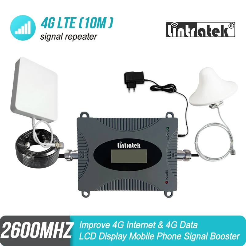 

Lintratek MINI 4G LTE 2600 MHz Cellular Signal Booster B7 FDD 2600 Repeater Amplifier 4G Antenna+Ceiling Antenna+10m Kit S39