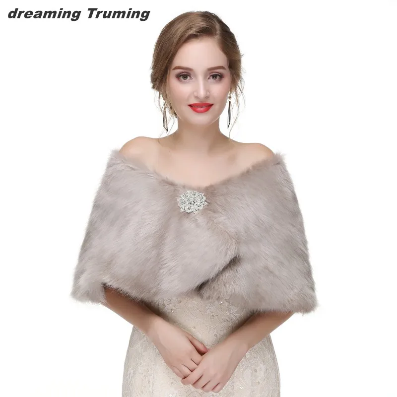 Plus Size Burgundy Black Gray White Wedding Wraps Winter Warm Women