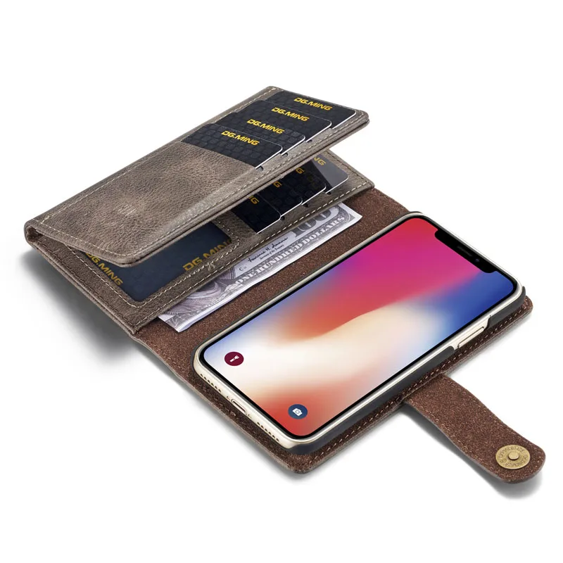 DG. MING Роскошный чехол из натуральной кожи для iPhone X XR XS 8 7 6 S Plus телефона s держатель