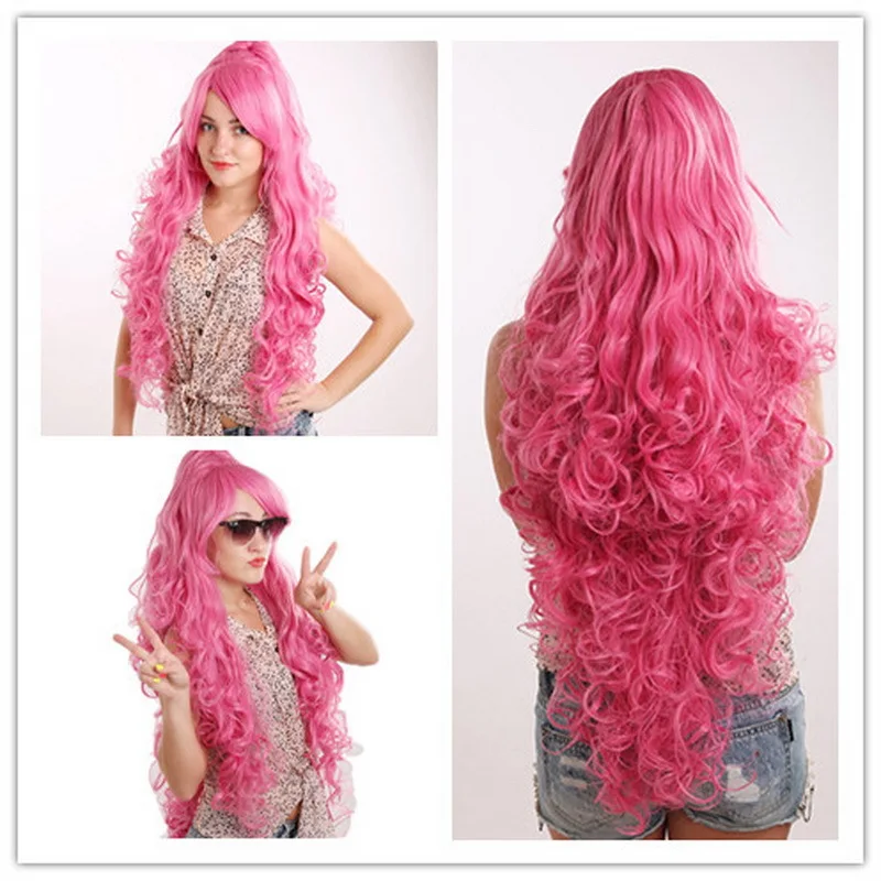 

elsa wig adult Fashion Anime Cosplay Costume Synthetic Heat Resistant Hair Lace Front Wigs Long Fluffy Curly Wavy Full aoba