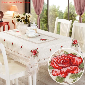 

Hot Sale Flower Tablecloth Linen Flax Tablecloths Round Tablecloth Rectangular Table Cloth Lace Edge Table Cover
