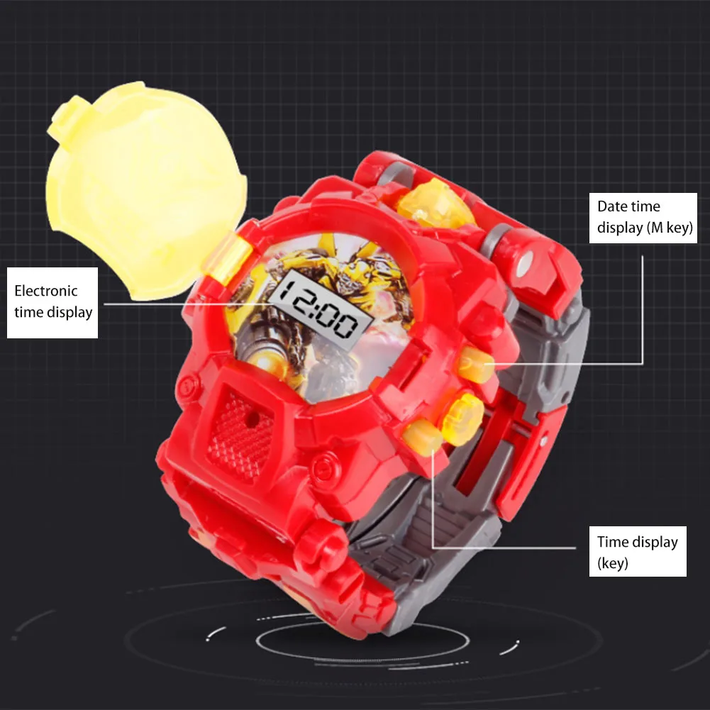 Деформация робот действие трансформация наручные часы игрушка Дети Робот Электронные часы творческие подарки развивающие игрушки часы игрушка