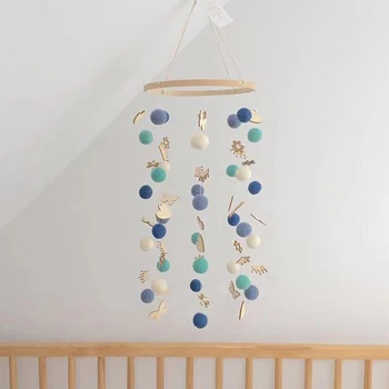 

DIY Colorful Balls Bed Bell Rotating Baby Rattles Crib Mobiles Holder Arm Bracket Music Box Mom Handmade Wind Chime Toy For Baby