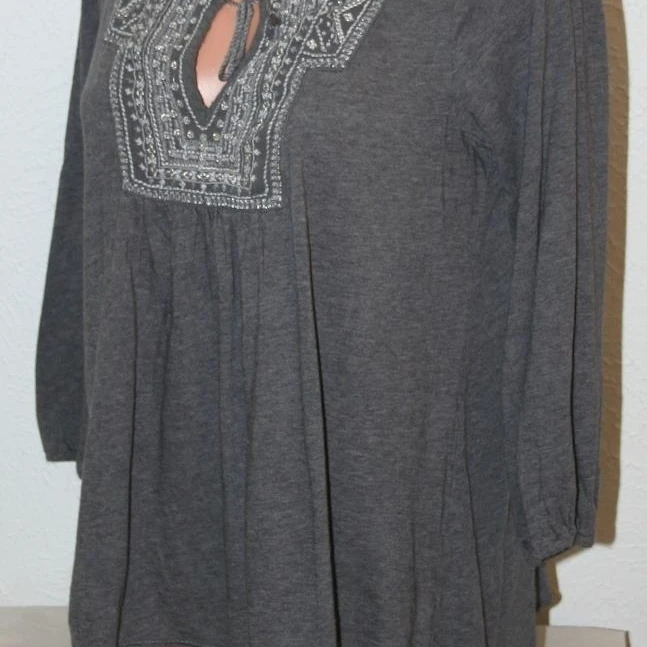 AMERICAN EAGLE Medium Gray Blouse Shirt Top 3/4 Slv Chest: 45 Womens (1)