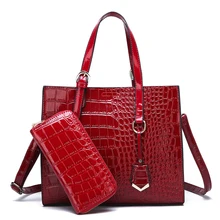 2 Sets Luxury Patent Leather Bags 2019 Women Handbags Shoulder Tote Bag Female Messenger Bags Famous Brand Set Sac A Main Femme hottest luxury famous brand women shoulder bag leather smiley tote bags messenger bags feminias bolsas smiling face handbags sac