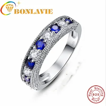 

Hign Grand Silver Color Finger Stackable Rings Blue White CZ Stone Ring For Women Fashion Wedding Gift Jewelry
