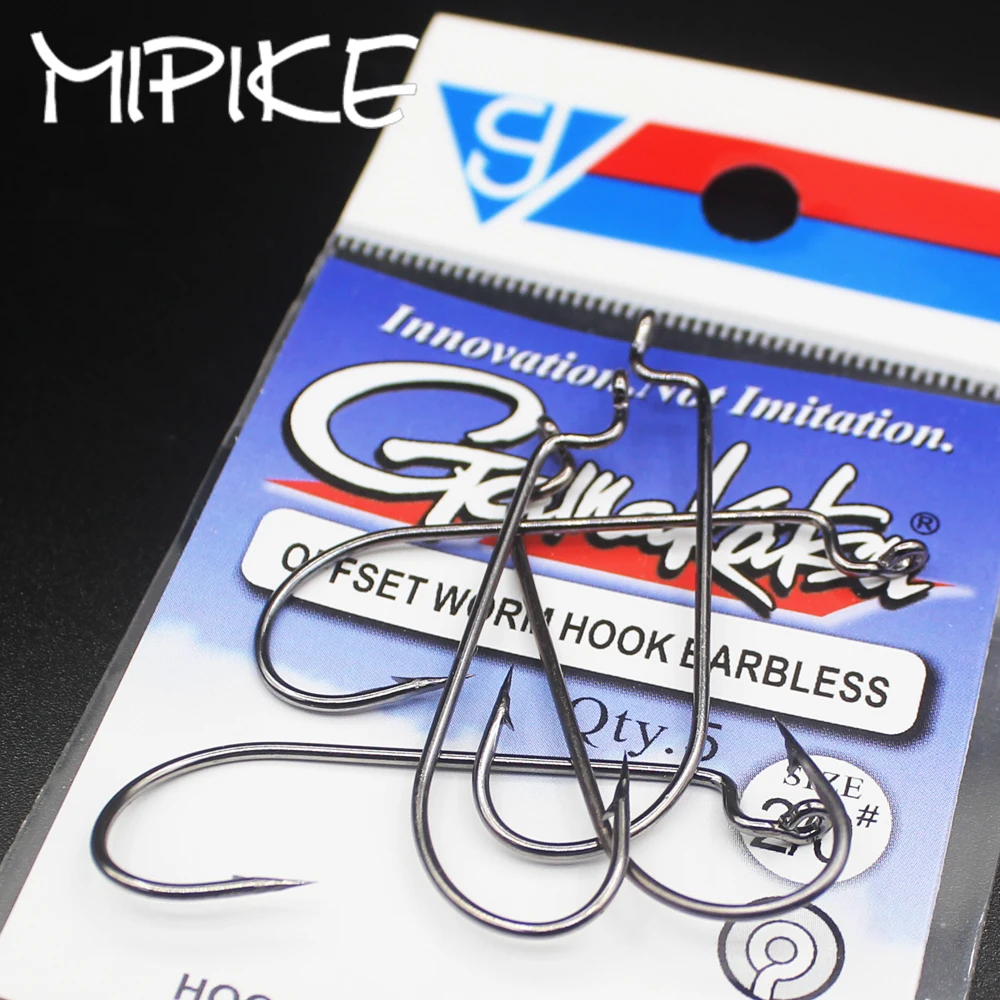 5pcs/lot Fishing Soft Worm Hooks Hi Carbon Steel Wide Super Lock Fishhooks Lure Softjerk Hooks 6#-5/0 Fishing Tackle gamakatsu