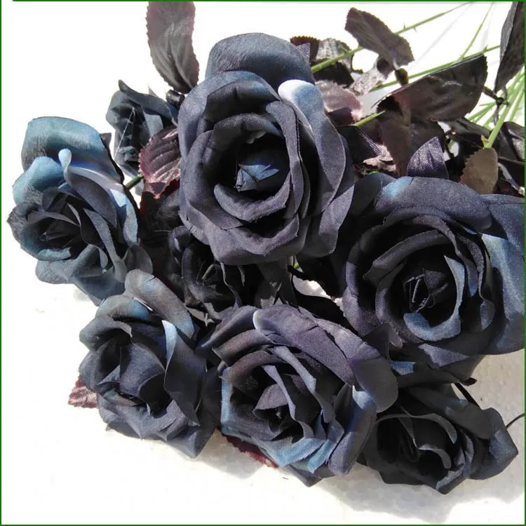 

Non-seed Finished flowers Artificial flower black rose halloween arrangement wedding flowers roses natural rosas bonsai