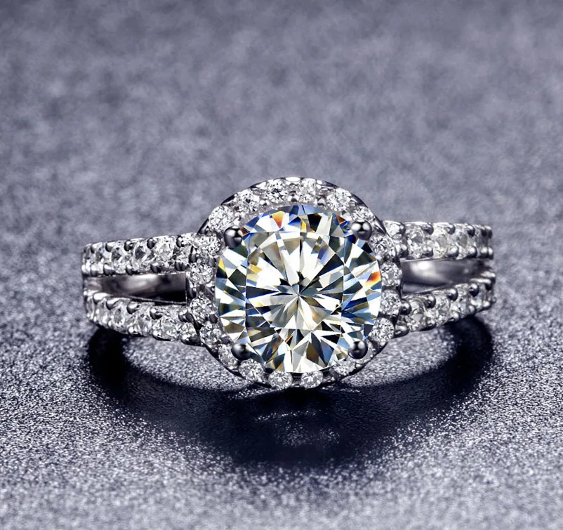 hot sale white gold color 2 carat 8mm sona simulated gem engagement rings ring for - Wedding Rings On Sale hot sale white gold color 2 carat 8mm sona simulated gem engagement rings ring for - Wedding Rings On Sale