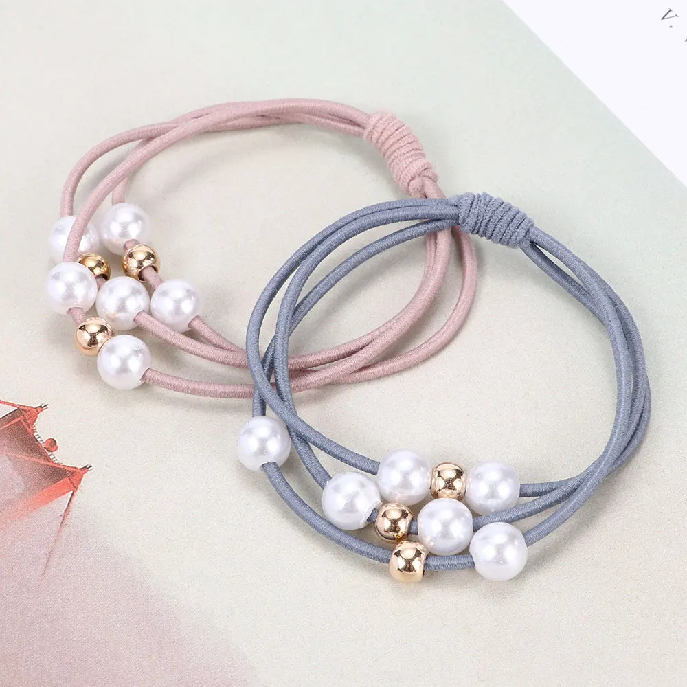 

Pearl Plastic Elastic Rubber Bands Ring Girl Hair Band Multi-color Purple Ponytail Holder Scrunchy Rope Hair Jewelry