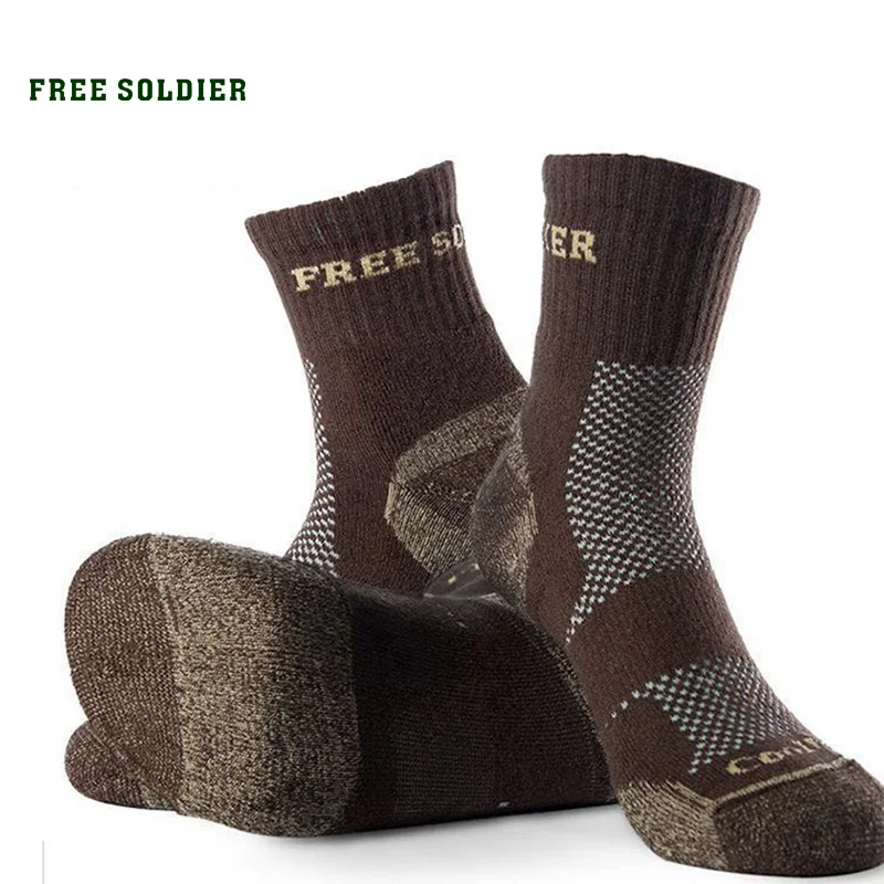 

FREE SOLDIER Low knee-high sports thickening male sweat absorbing breathable and coolmax quick-drying