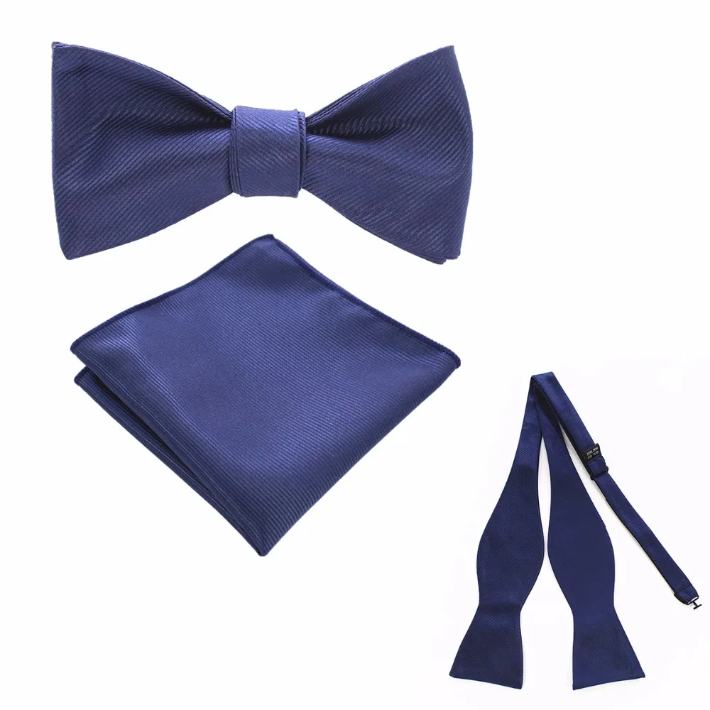 

GUSLESON New Design Solid Self Bow Tie And Handkerchief Set Men Self Tie Bowtie Pocket Square Hanky Suit For Wedding Business
