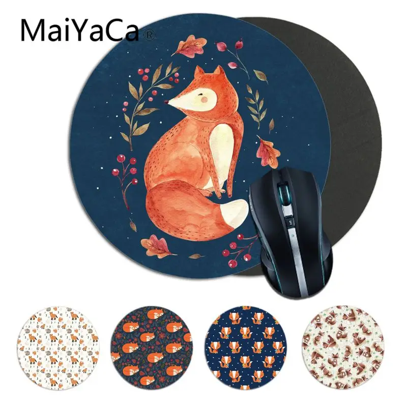 

Maiyaca Animal More Cute Fox cat DIY Design Pattern Game Round Mousepad gaming Mouse pad Rug For Laptop Notebook gamer desk pad