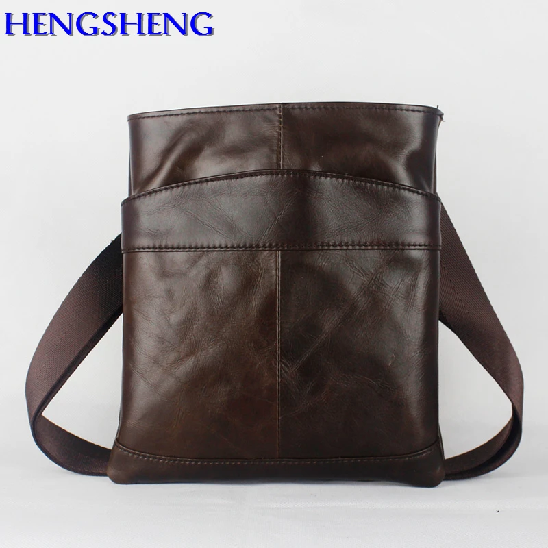 

Hengsheng fashion small men menssengers bag with top quality genuine leather gentlemen shoulder bags by cow layer leather bags