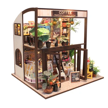 

New Furniture DIY Doll House Wooden Miniature Doll Houses Furniture Kit Box Puzzle Assemble Dollhouse Toys For children gift