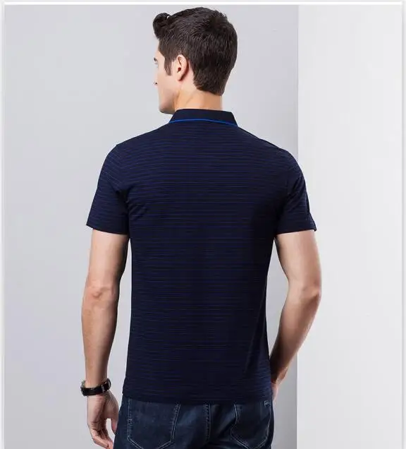Новая летняя мужская рубашка поло модный дышащий полосатый поло Slim Fit с коротким рукавом