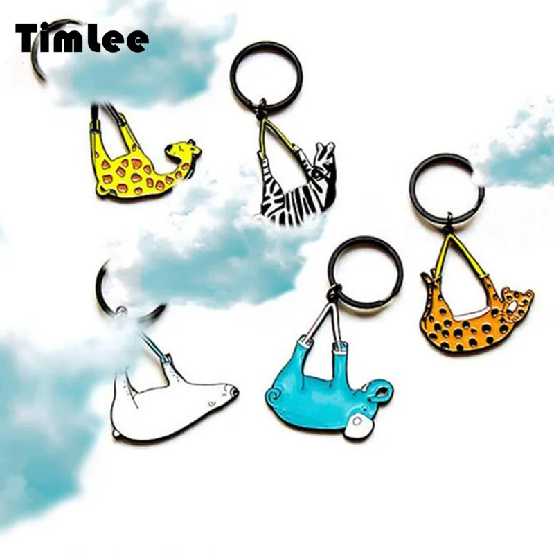 Timlee X162 Kartun Lucu Hewan Gantungan Kunci Beruang Kutub Zebra