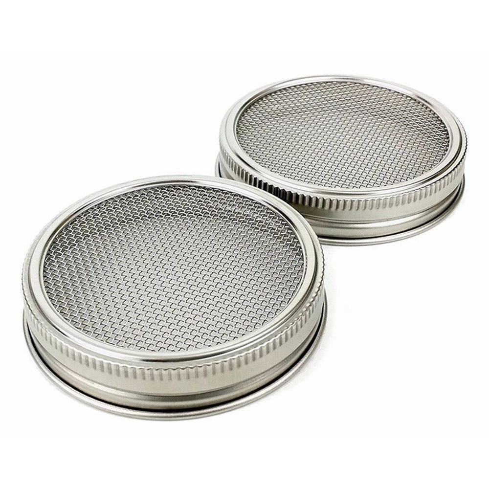 2Pc Stainless Steel Strainer Sprouting Lids For Wide Mouth Mason