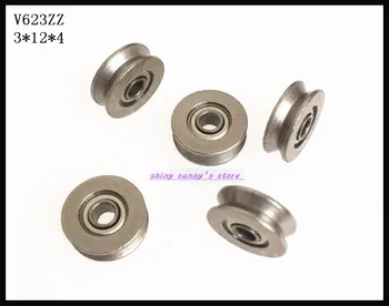 

10pcs/Lot V623ZZ 623VV 3x12x4mm V Groove Carbon Steel Deep Groove Ball Bearing Traces Walking Guide Rail Bearing Brand New