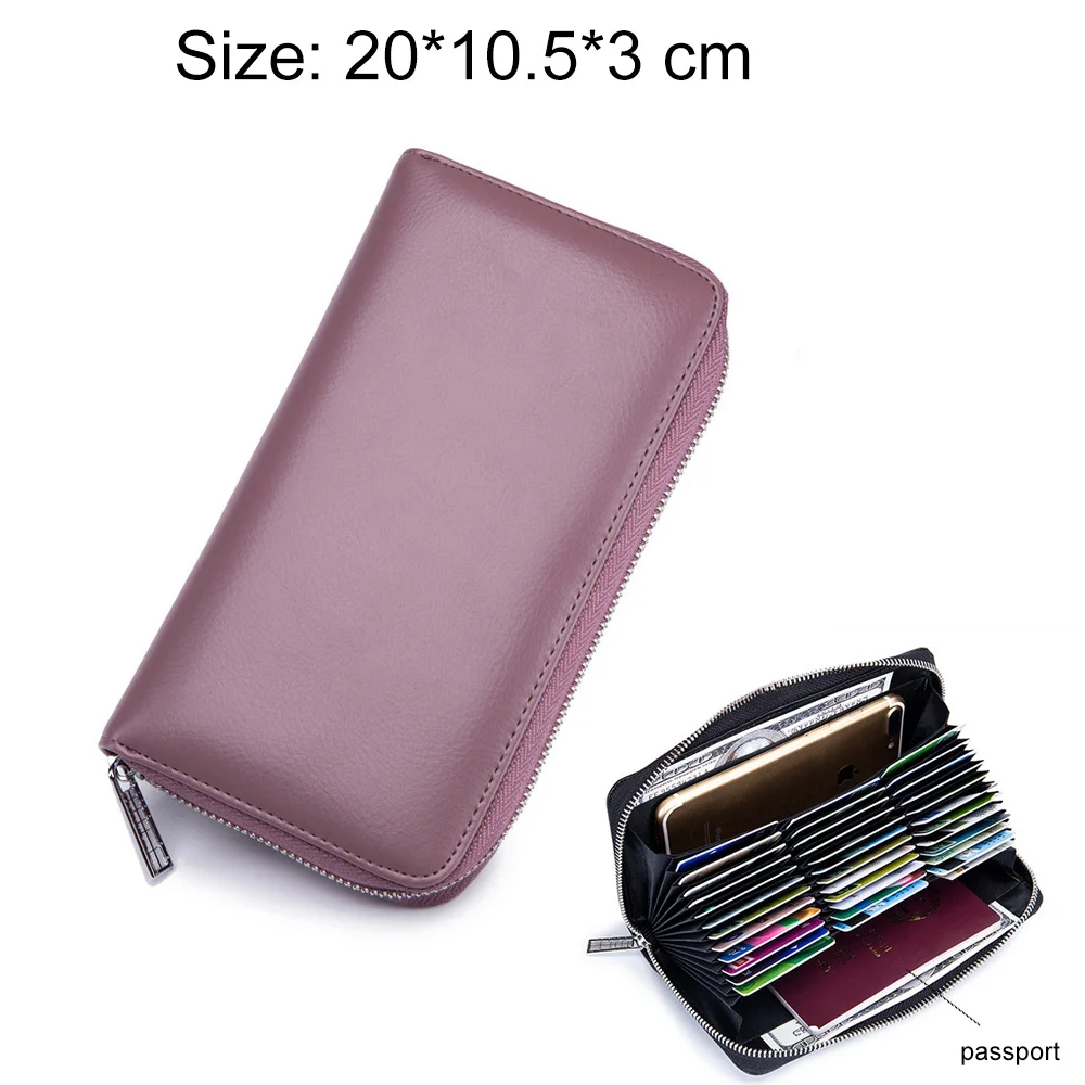 Шикарный женский кошелек с тиснением, натуральная кожа, RFID, аккордеон, бизнес-держатель для карт, Женский Большой вместительный кошелек cartera mujer - Цвет: Фиолетовый