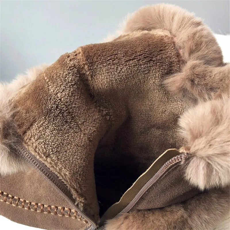 New Brand Plush Snow Boots Women Winter Shoes Warm Mid Calf Boots Female Platform Shoes Suede Leather Winter Boots High Quanlity