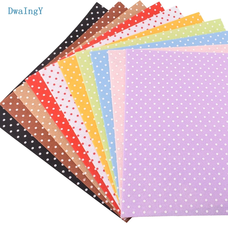 

DwaIngY Printed point Non Woven Felt Fabric 1mm Thickness Polyester Cloth Sewing Dolls Crafts Home Decoration Pattern 10ps15x15c