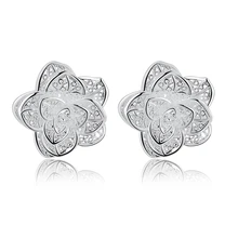 Новое поступление, лидер продаж, серебряные женские серьги-гвоздики в виде цветка, ювелирные изделия с подарочной коробкой, лучший подарок по низкой цене