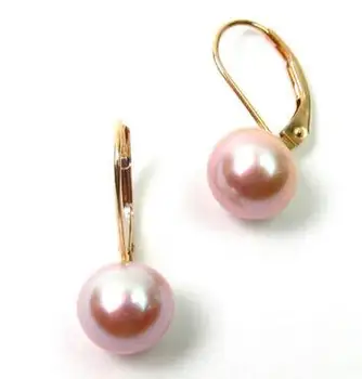

free shipping >>>>noble jewelry 8-9mm AAA Purple Pearl Lever Back Earrings in 14K Yellow Gold