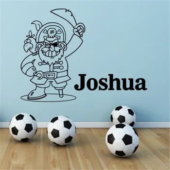 

Free Shipping Personalised Name Pirate boys Bedroom Wall Art Stickers Decals Transfers Murals Home interior wall art