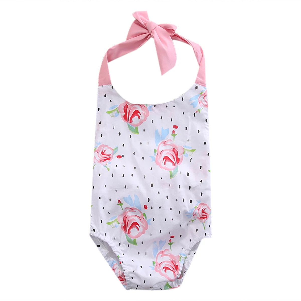 2017 Babies Summer Floral Backless Halter Bodysuit Cute Newborn Toddler