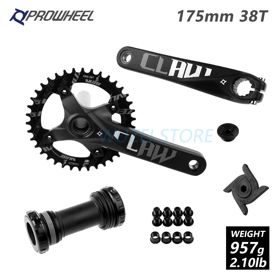 Prowheel 104 BCD mtb велосипед кривошипно 170/175 мм/30/32/34/36/38 T Круглый Звездочка с каретка BB шатун для горного велосипеда - Цвет: 175 Black 38T and BB