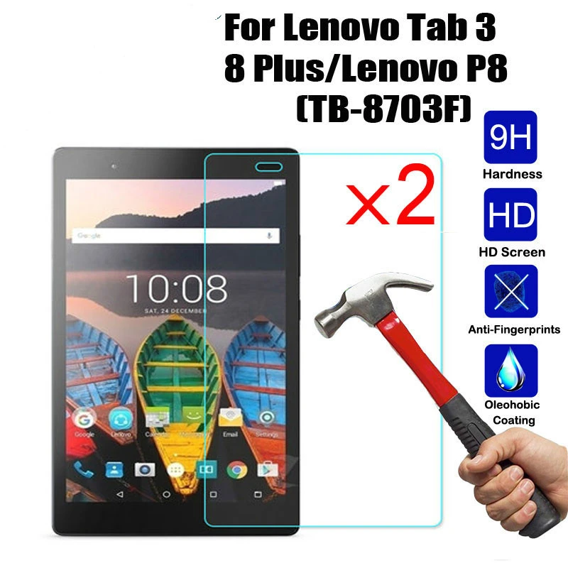 2Pcs/Lot 9H Hard Tempered Glass For Lenovo Tab 3 8 Plus/Lenovo P8(TB-8703F) Screen Protector Tablet Protective Film Guard portable tablet stand