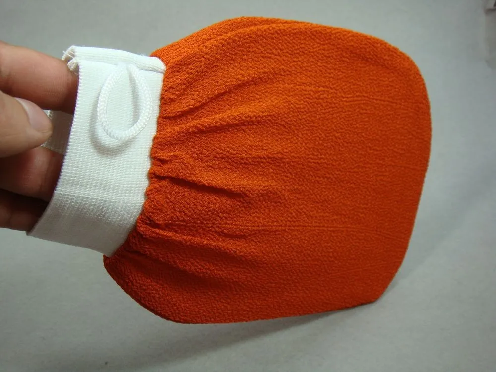 

Free shipping orange kessa glove, turkish hammam scrub mitt,exfoliating scrub mitt bath glove skin towel korea glove