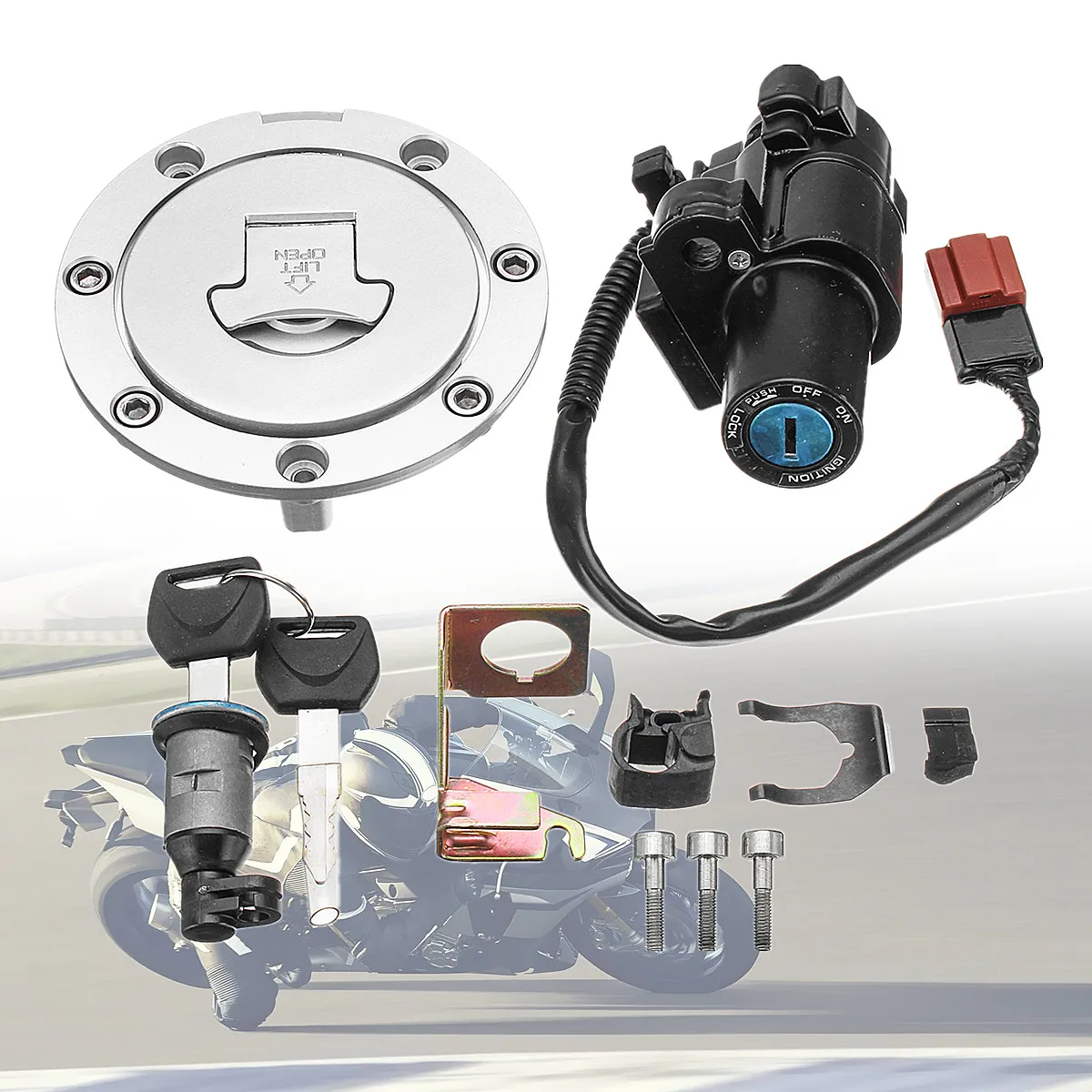 

Ignition Switch Lock Fuel Gas Cap Key Set Fits for Honda CBR600RR 1000RR 2008-14 Stable Characteristics Rust-proof Material