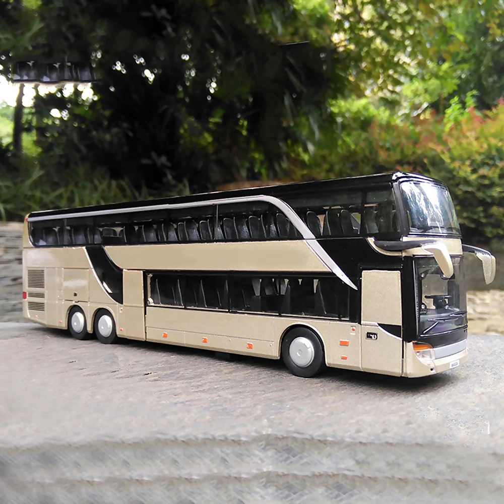 

Bus model toy novelty double-layer cast 1:43 for children's alloy and sound and light Children's Day gift