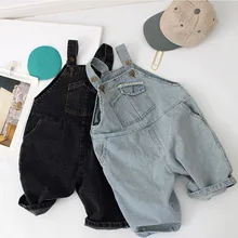 Джинсовый комбинезон в Корейском стиле для девочек и мальчиков, осенние джинсовые штаны для девочек 1-6 лет