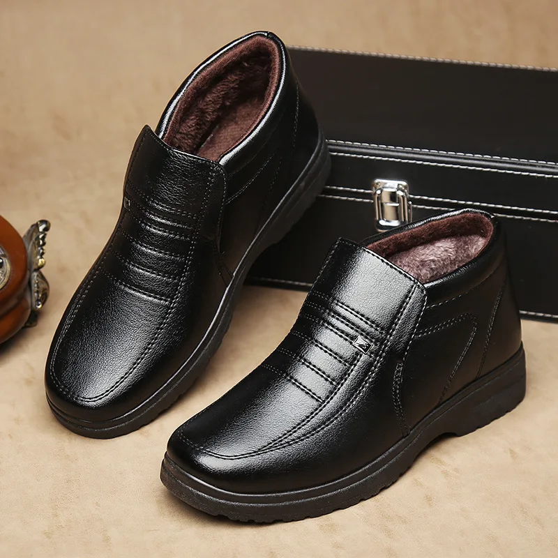 

Thick Men's Leather Shoes Cold Warm Cotton Shoes 2018 Winter New Men's Shoes Men's Snow Boots