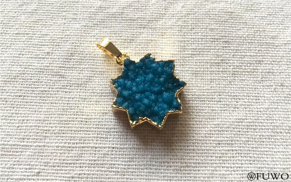 Natural Druzy Flower Pendant 16