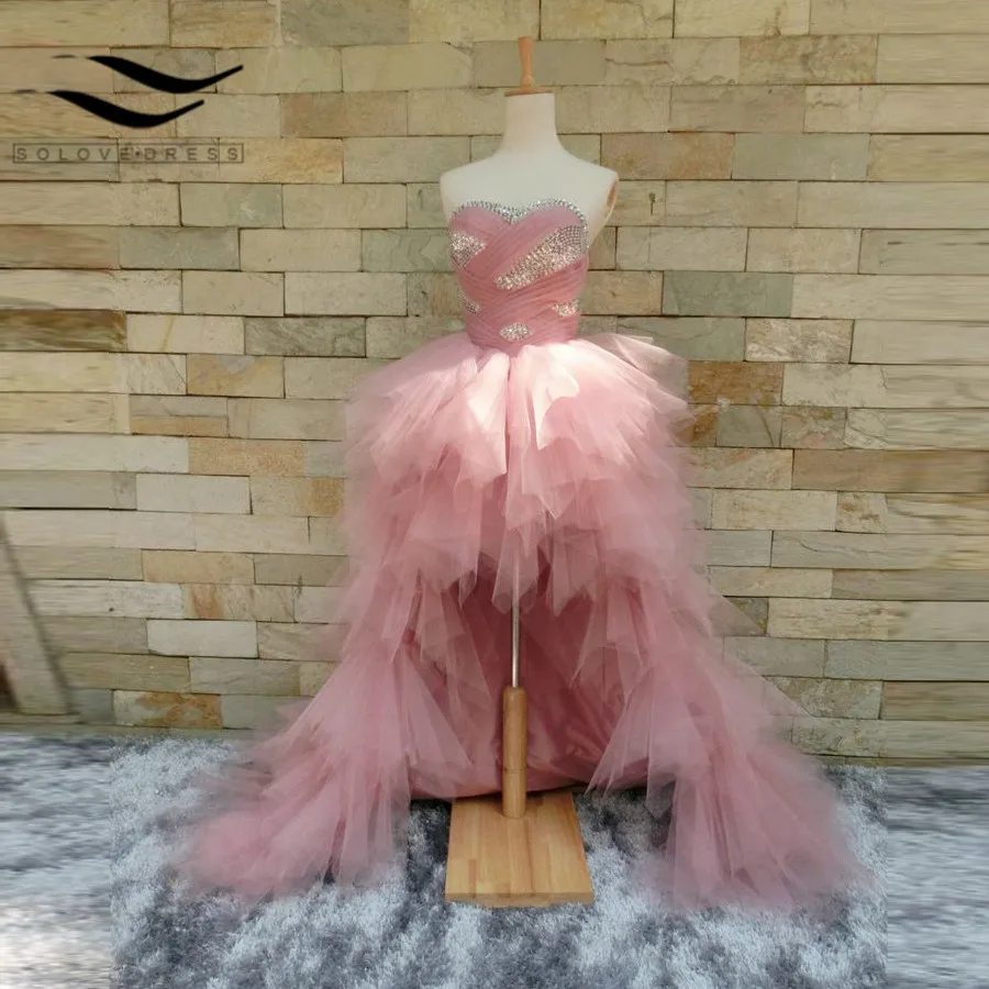 

High-Low Sexy Evening Dress Short Front Low Back Sweetheart Tulle Customer made Prom Dresses Arabic Formal Evening Gown 2019