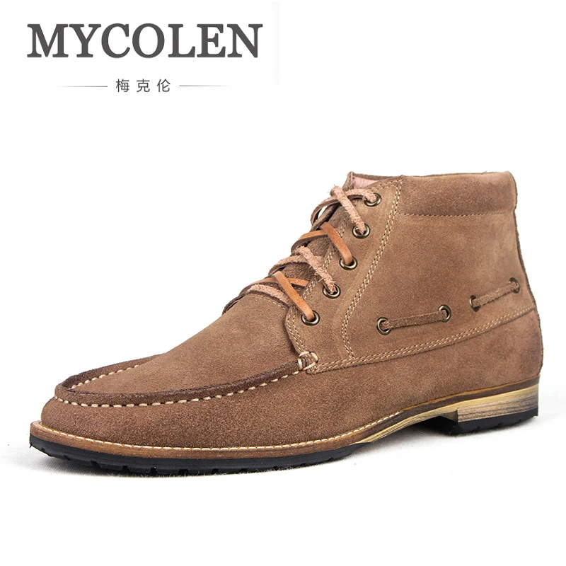 

MYCOLEN Genuine Leather Boots Luxury Brand Top Fashion Men Snow Winter Work Shoes Male For Mens Ankle Boots Bota Masculina